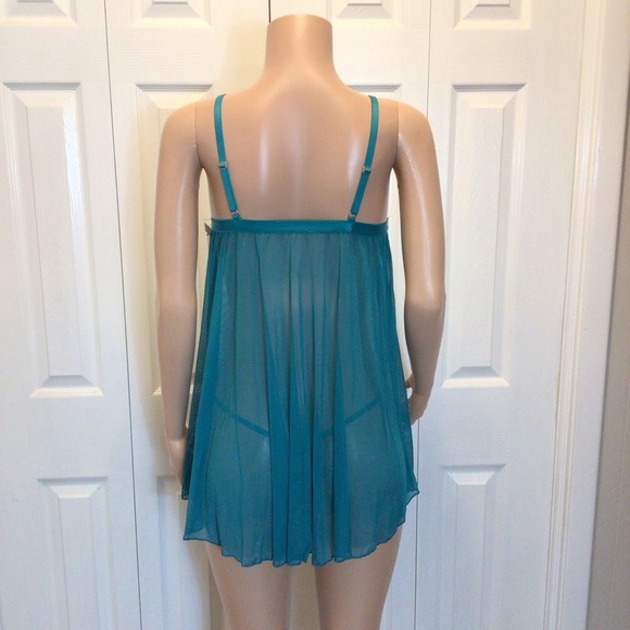 French Affair 2Pc Green Babydoll and G-String Panty Lingerie Set Choose Size - Picture 10 of 12